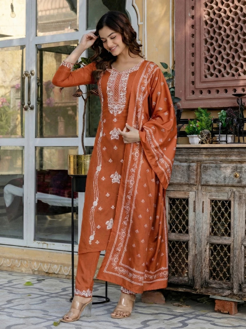 Embroidered Kurta, Salwar & Dupatta Set