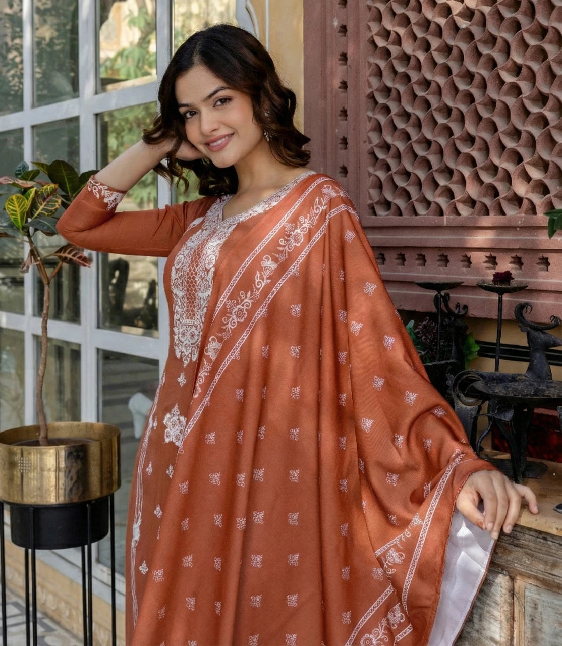 Embroidered Kurta, Salwar & Dupatta Set